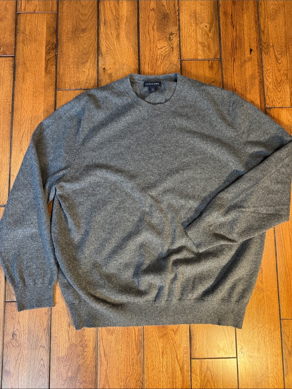 Lands' End Men's Crewneck Sweater in Charcoal Gray 100% Cashmere sz. XL/T